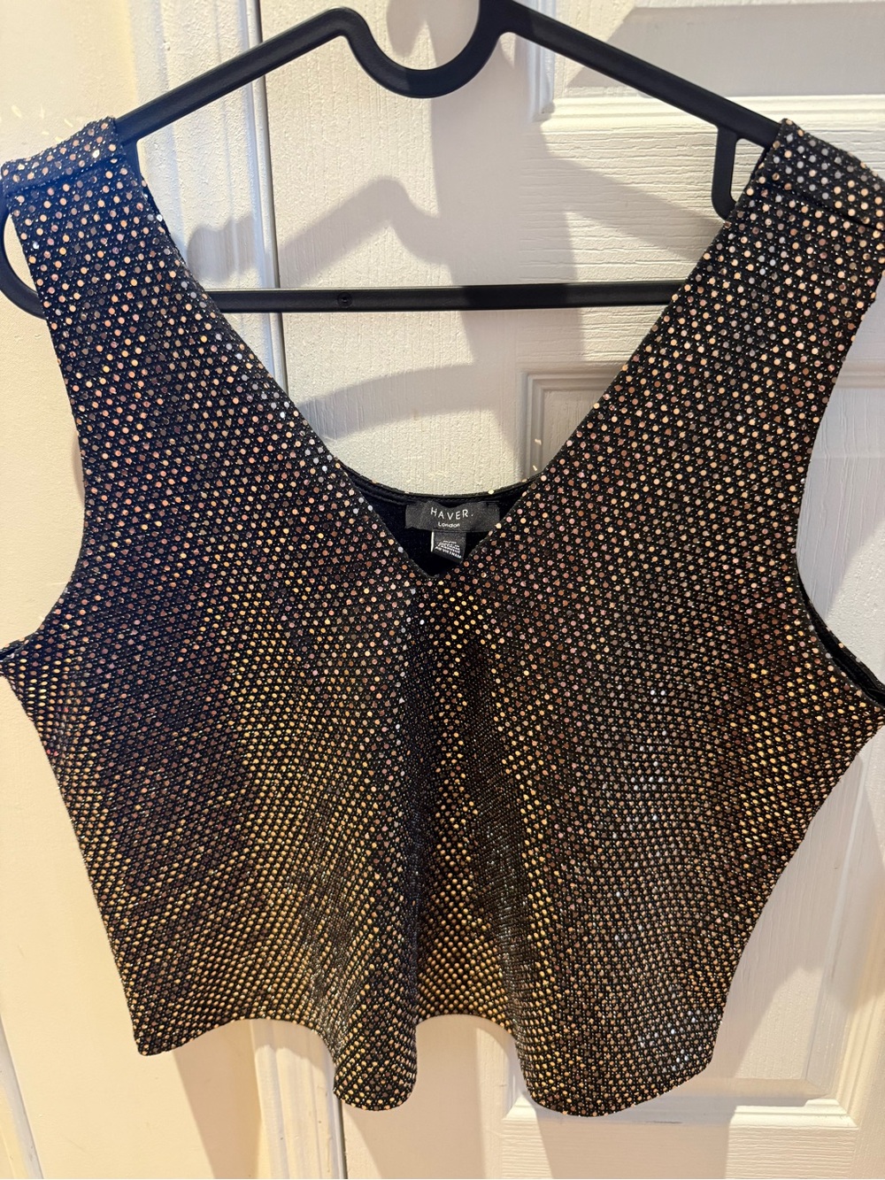 Black & Gold Sparkly Crop Top